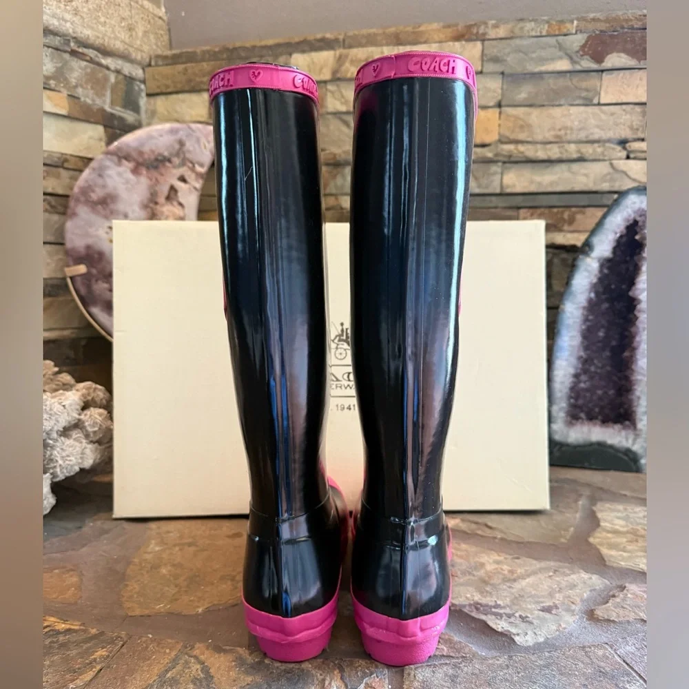 Coach Roxanne Poppy Rain Boots Size 8 - Picture 6 of 14